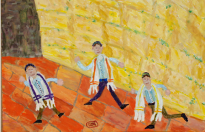Men Dancing at Wall